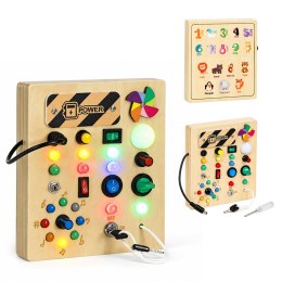 Drewniana Tablica Manipulacyjna ECOTOYS LED Kluczyk Nauka Dzieci