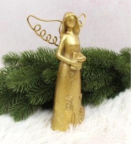 Figurka ceramiczna ANIOŁ z książką 19 x 10 x 4 cm - złoty TEA-B112W
