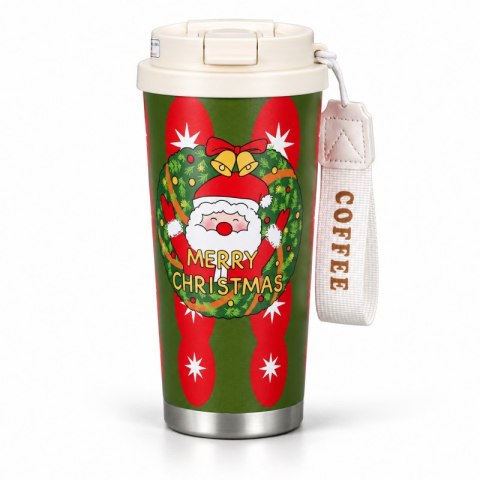 Świąteczny kubek termiczny 550ml z uchwytem i ustnikiem, MERRY CHRISTMAS CUP33