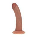 Dual Density Silicone Curved Realistic Vibrating Dildo with Suction Cup - 6" / 15,5 cm - Tan