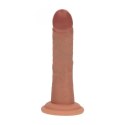 Dual Density Silicone Curved Realistic Vibrating Dildo with Suction Cup - 6" / 15,5 cm - Tan