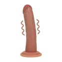 Dual Density Silicone Curved Realistic Vibrating Dildo with Suction Cup - 6" / 15,5 cm - Tan