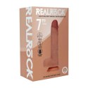 Dual Density Silicone Realistic Vibrating Thrusting Dildo with Balls - 7" / 17,8 cm - Tan