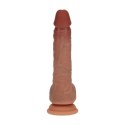 Dual Density Silicone Realistic Vibrating Thrusting Dildo with Balls - 7" / 17,8 cm - Tan