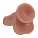 Dual Density Silicone Realistic Vibrating Thrusting Dildo with Balls - 7" / 17,8 cm - Tan