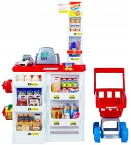 Duży sklep z kasą supermarket stragan dla dzieci z kasą fiskalną wagą i skanerem