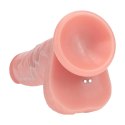 Dual Density Silicone Realistic Vibrating Thrusting Dildo with Balls - 8" / 20,3 cm - Flesh