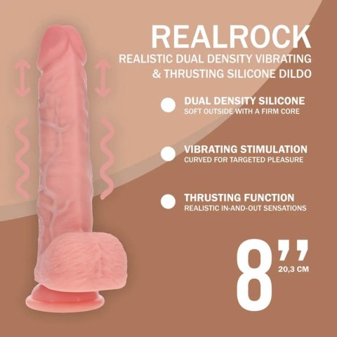 Dual Density Silicone Realistic Vibrating Thrusting Dildo with Balls - 8" / 20,3 cm - Flesh