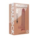 Dual Density Silicone Realistic Vibrating Thrusting Dildo with Balls - 8" / 20,3 cm - Tan