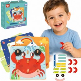 TOOKY TOY Drewniana Układanka Klocki Kołki Wzory Zwierząt do Odtworzenia Certyfikat FSC