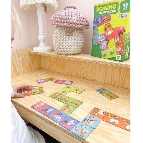 WOOPIE Gra Edukacyjna Transport Zwierzęta Puzzle Domino Montessori
