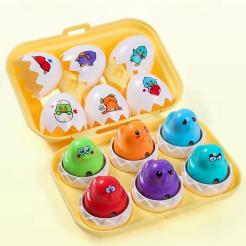 WOOPIE Układanka Sorter Montessori Dopasuj Kształty Zabawne Kurczaczki Jajka 6szt