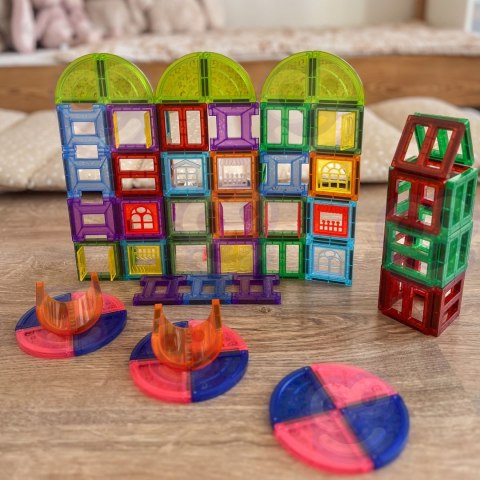 WOOPIE Klocki Magnetyczne Konstrukcyjne 3D Zestaw Edukacyjny Zamek 100el.