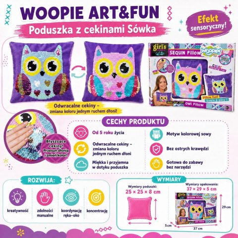 WOOPIE ART&FUN Zestaw Kreatywny DIY Poduszka do Ozdobienia Sówka