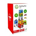 WOOPIE GREEN Układanka Sorter Kostki Miasto Pojazdy w Pudełkach + Figurki 10 el.