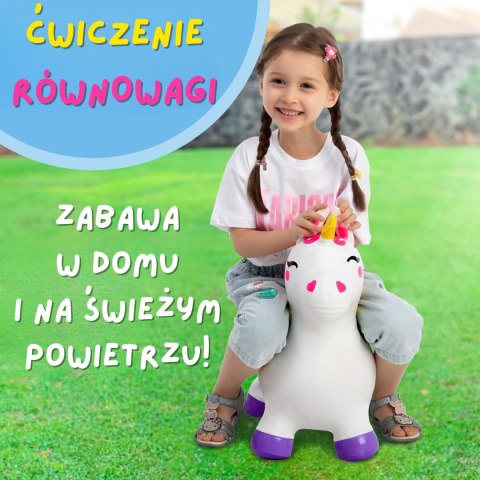WOOPIE Skoczek Gumowy do Skakania Jednorożec Biały+ Pompka