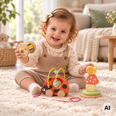 TOOKY TOY Zestaw Zabawek Box Montessori od 12m+ Biedronka do Zabawy Rozwojowej 3w1