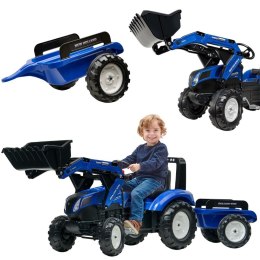FALK Traktor Na Pedały Koparka Z Przyczepką Łyżką New Holland Dla Dzieci 3-7 lat