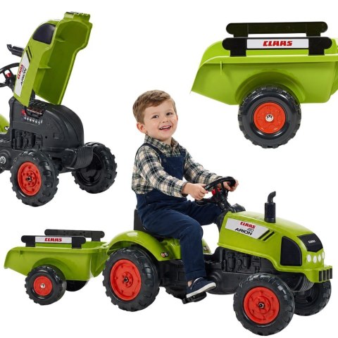 FALK Traktor Na Pedały Z Przyczepką Claas Ciche Koła Jeździk