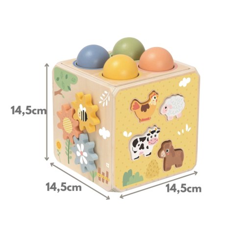 TOOKY TOY Drewniana Kostka Montessori Sorter Farma Edukacyjna 5w1
