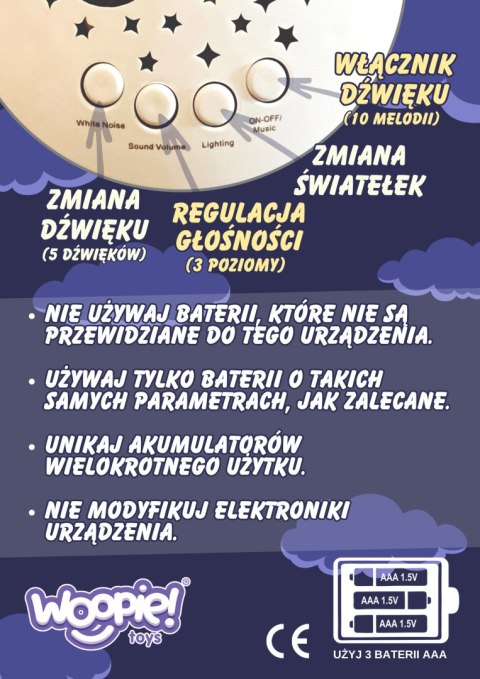 WOOPIE BABY Przytulanka Usypiacz Projektor 2w1 Miś - 10 Kołysanek