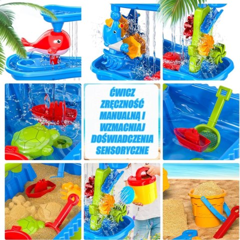 WOOPIE Ogromny Aquapark Stolik Wodny 6w1 Piaskownica Wodospad Tor Wodny 6-poziomowy Modułowy