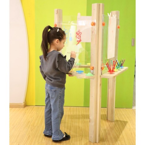 CLASSIC WORLD EDU Przezroczysta Sztaluga Tablica Akrylowa XXL Centrum Artystyczne 3w1