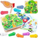 TOOKY TOY Drewniana Gra Zręcznościowa 2w1 Wyciągnij Robaczki dla Dzieci