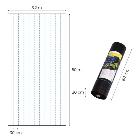 Agrowłóknina czarna MultiGarden 135g 3,2x50m z kołkami
