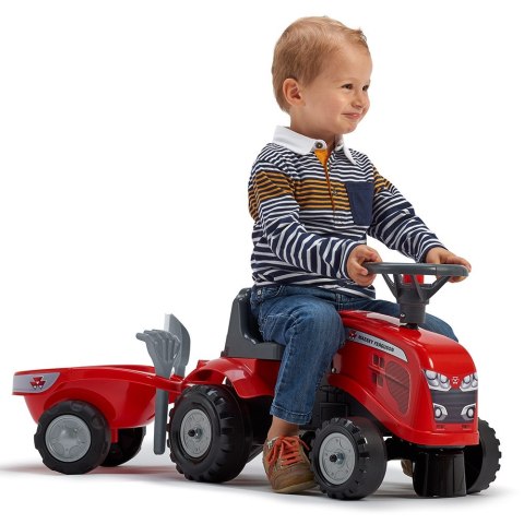 FALK Jeździk Traktorek Z Przyczepką Massey Ferguson Odpychacz Czerwony