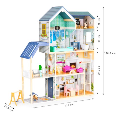 Domek dla lalek Rezydencja Maya 138 cm 28 elementów ECOTOYS