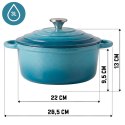 EMALIOWANY GARNEK ŻELIWNY 22cm 3L HAGE LAZUR