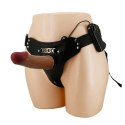 PRETTY LOVE - HARNESS BRIEFS Starks Universal Strap-On Harness 6,9'' Vibration Dildo Light Brown