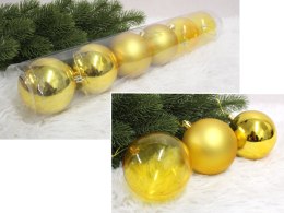 Bombki plastikowe TUBA 8 cm kpl. 6 ZŁOTE połysk mat transparentne ZX-014