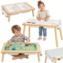 WOOPIE GREEN Drewniany Stolik Aktywności 3w1 Montessori Pojemniki Mapa Miasta Papier Rysunkowy