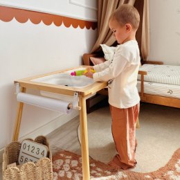 WOOPIE GREEN Drewniany Stolik Aktywności 3w1 Montessori Pojemniki Mapa Miasta Papier Rysunkowy