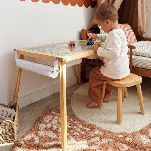 WOOPIE GREEN Drewniany Stolik Aktywności 3w1 Montessori Pojemniki Mapa Miasta Papier Rysunkowy