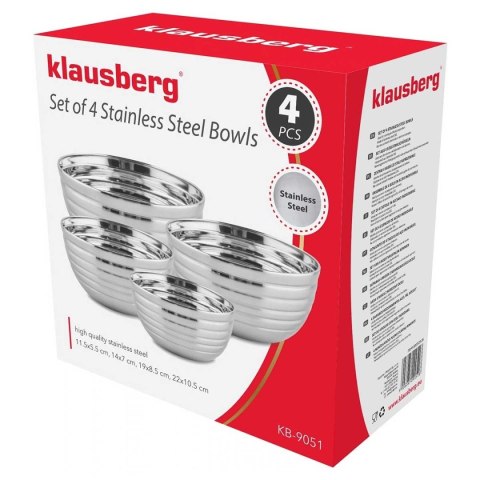 KOMPLET STALOWYCH MISEK KUCHENNYCH 11/14/19/22 cm KLAUSBERG KB-9051