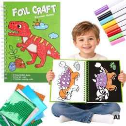 WOOPIE Zestaw Plastyczny Wyklejanka Foliowa Kolorowanka Dinozaur 121 el.
