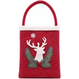 Torba prezentowa XPK3005 CZERWONA BIAŁE POPIERSIE RENIFERA 21,5x27cm PaKaDo