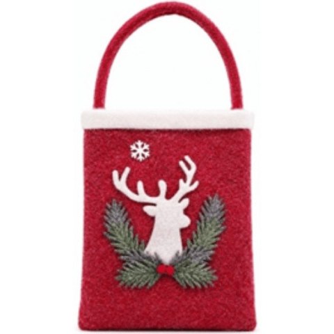 Torba prezentowa XPK3005 CZERWONA BIAŁE POPIERSIE RENIFERA 21,5x27cm PaKaDo