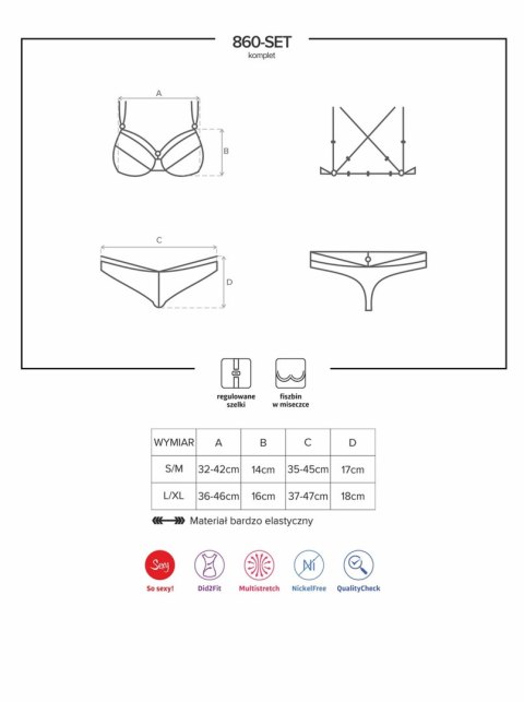 Koronkowy komplet biustonosz stringi Obsessive L/XL