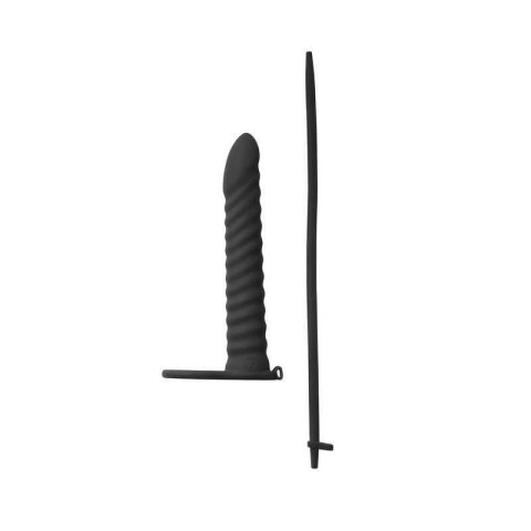 Czarne dildo pierścień do podwójnej penetracji