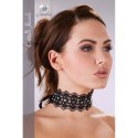 Naszyjnik obroża choker haftowany z kamykami czarny