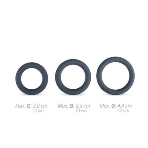 3-Piece Cock Ring Set Grey – silikonowe pierścienie 3 rozmiary