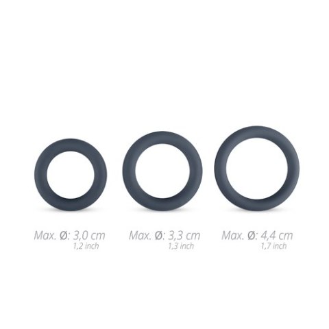 3-Piece Cock Ring Set Grey – silikonowe pierścienie 3 rozmiary
