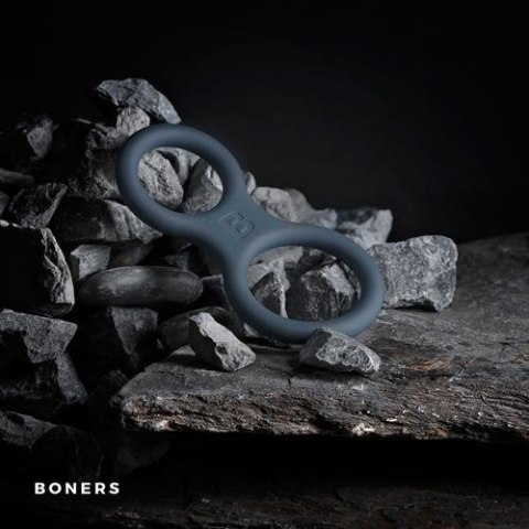 Boners silikonowy pierścień penis i jąder cock ring elastyczny szary