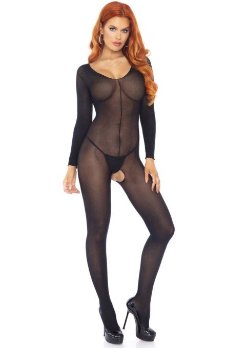 Bielizna-SHEER LONG SLEEVES BODYSTOCKING OS