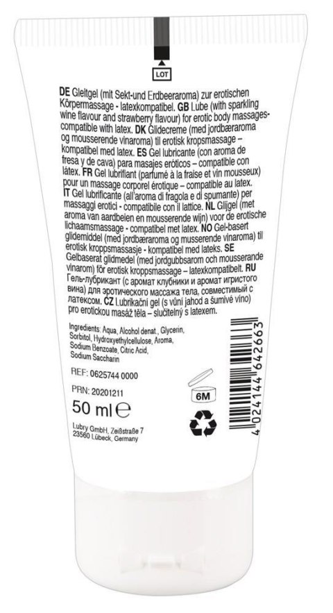 Żel do masażu jadalny truskawka 50 ml wegański aromatyczny