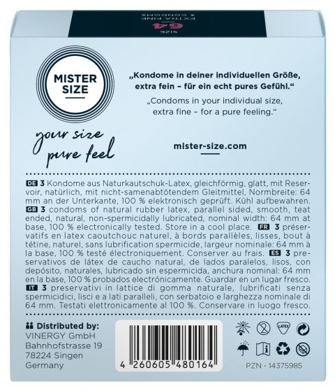 Mister Size 64 mm Prezerwatywy 3 szt Ultra Cienkie Lateks